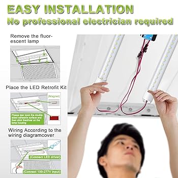 1-40 X2 ＆ LED Retrofit kit セット 4 Foot LED 2 Strip 40 Watt Selectable Magnetic Retrofit Kit